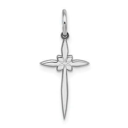 Sterling Silver Rhodium-plated Laser Cut Cross Charm