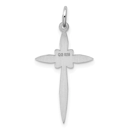 Sterling Silver Rhodium-plated Laser Cut Cross Pendant