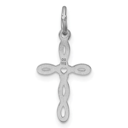 Sterling Silver Rhodium-plated Laser Cut Cross Charm