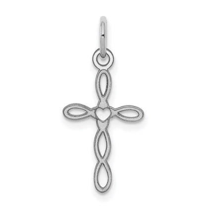 Sterling Silver Rhodium-plated Laser Cut Cross Charm