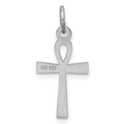 Sterling Silver Rhodium-plated Laser Cut Cross Charm