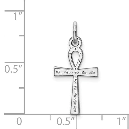 Sterling Silver Rhodium-plated Laser Cut Cross Charm