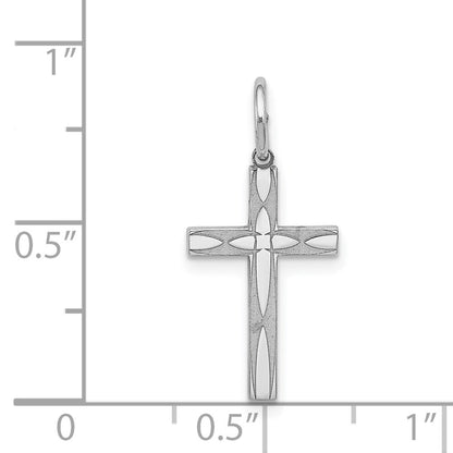 Sterling Silver Rhodium-plated Laser Cut Cross Charm