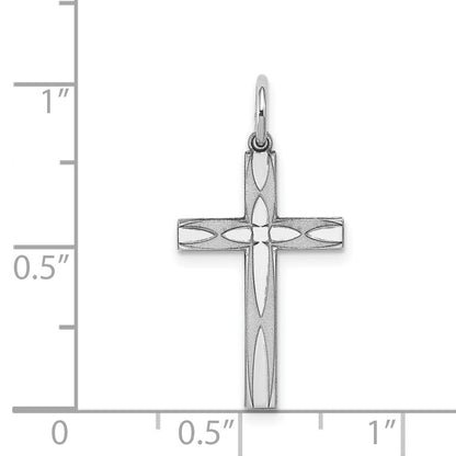 Sterling Silver Rhodium-plated Laser Cut Cross Pendant