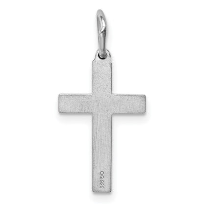 Sterling Silver Rhodium-plated Laser Cut Cross Charm