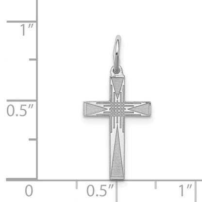 Sterling Silver Rhodium-plated Laser Cut Cross Charm