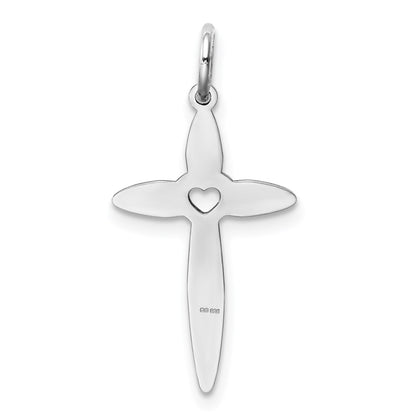 Sterling Silver Rhodium-plated Laser Cut Cross Pendant