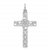 Sterling Silver Rhodium-plated Laser Designed Cross Pendant