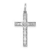 Sterling Silver Rhodium-plated Laser Designed Cross Pendant