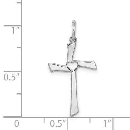 Sterling Silver Rhodium-plated Laser Cut Cross Pendant