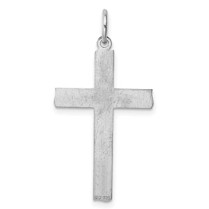 Sterling Silver Rhodium-plated Laser Cut Cross Pendant