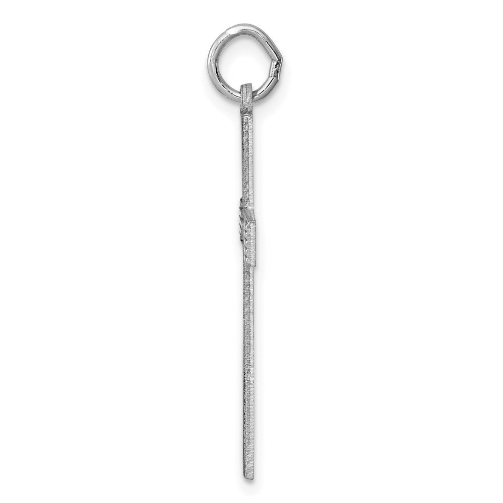 Sterling Silver Rhodium-plated Laser Designed Cross Pendant