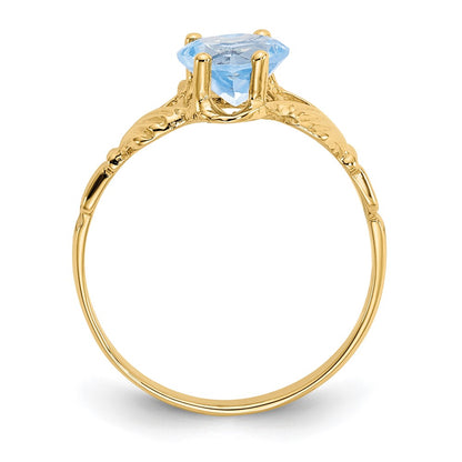 14k March CZ Heart Birthstone Claddagh Ring