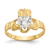 14k April CZ Heart Birthstone Claddagh Ring