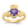 14k June CZ Heart Birthstone Claddagh Ring