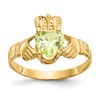 14k August CZ Heart Birthstone Claddagh Ring