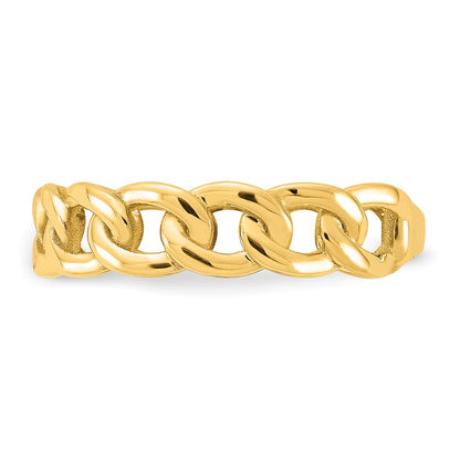 10ky Polished 5mm Curb Link Ring Size 7