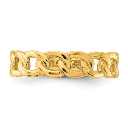 10ky Polished 5mm Curb Link Ring Size 7