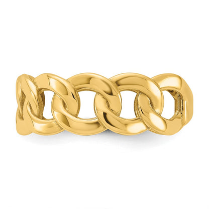 10ky Polished 8mm Mens Curb Link Ring Size 10