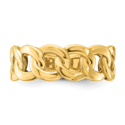 10ky Polished 8mm Mens Curb Link Ring Size 10