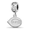 Sterling Silver Rh-plated LogoArt Cincinnati Reds C REDS on Heart Bead