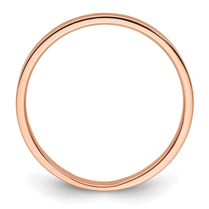14k Rose Gold 2mm Lightweight Flat Wedding Band Size 7.5