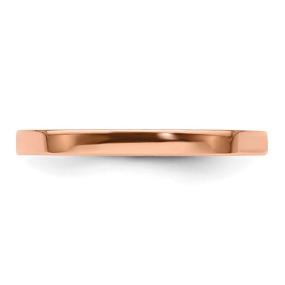 14k Rose Gold 2mm Lightweight Flat Wedding Band Size 6.5