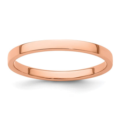 14k Rose Gold 2mm Lightweight Flat Wedding Band Size 5