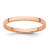 14k Rose Gold 2mm Lightweight Flat Wedding Band Size 6