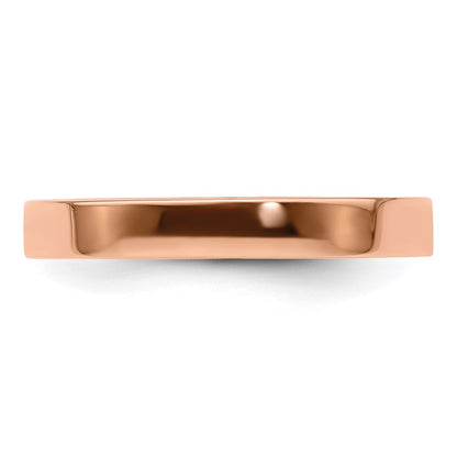 14k Rose Gold 3mm Lightweight Flat Wedding Band Size 7