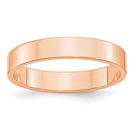 14k Rose Gold 4mm Lightweight Flat Wedding Band Size 4.5
