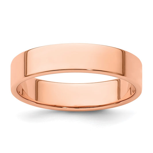 14k Rose Gold 5mm Lightweight Flat Wedding Band Size 6