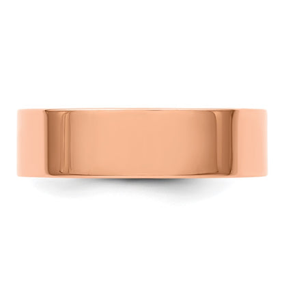 14k Rose Gold 6mm Lightweight Flat Wedding Band Size 11