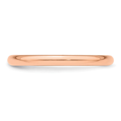 14k Rose Gold 2mm Half-Round Wedding Band Size 7