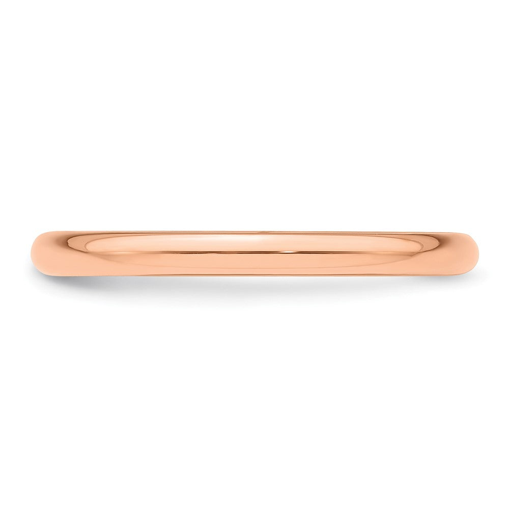14k Rose Gold 2mm Half Round Wedding Band Size 10