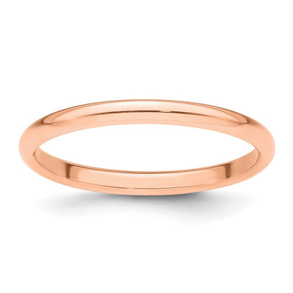14k Rose Gold 2mm Half-Round Wedding Band Size 5.5