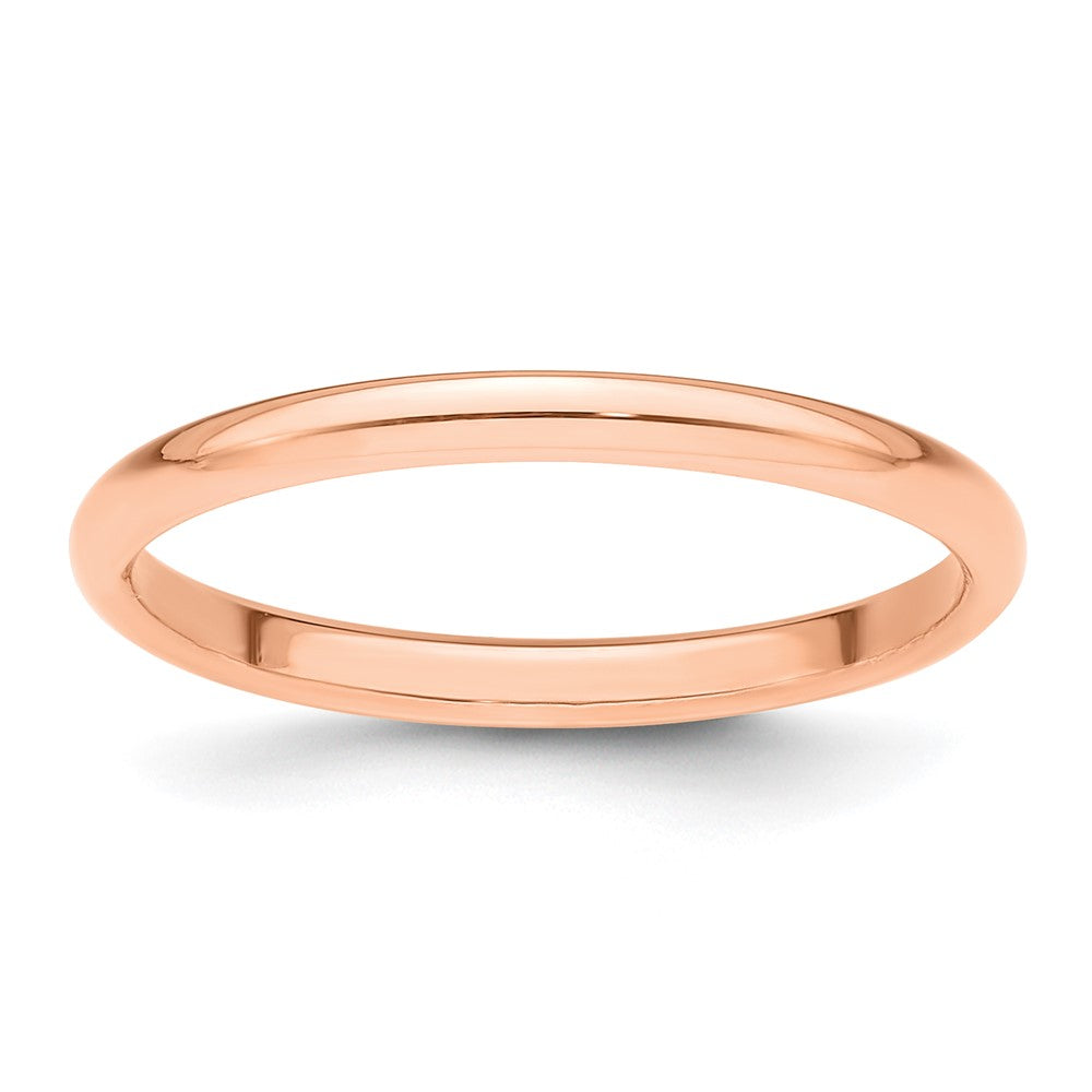 14k Rose Gold 2mm Half-Round Wedding Band Size 4.5
