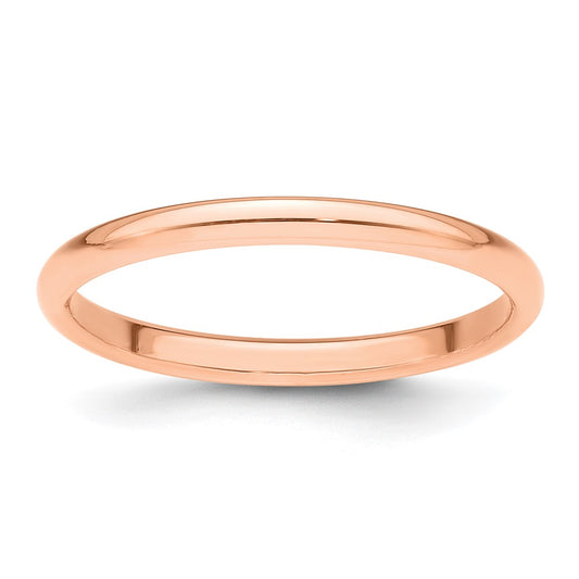 14k Rose Gold 2mm Half-Round Wedding Band Size 4.5