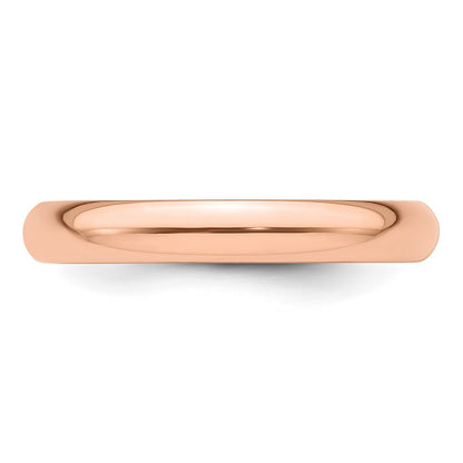 14k Rose Gold 3mm Half-Round Wedding Band Size 8