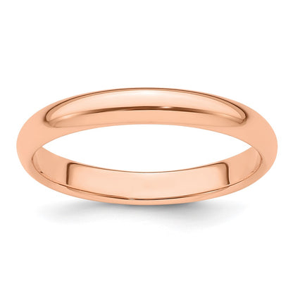 14k Rose Gold 3mm Half-Round Wedding Band Size 4