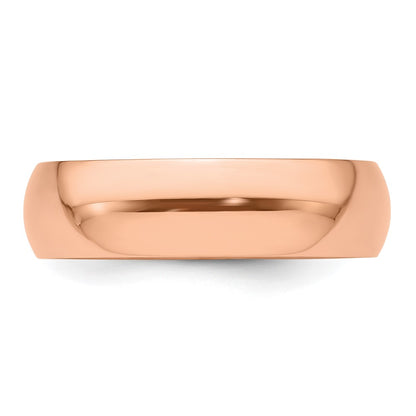 14k Rose Gold 6mm Half-Round Wedding Band Size 7