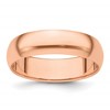14k Rose Gold 6mm Half Round Wedding Band Size 10