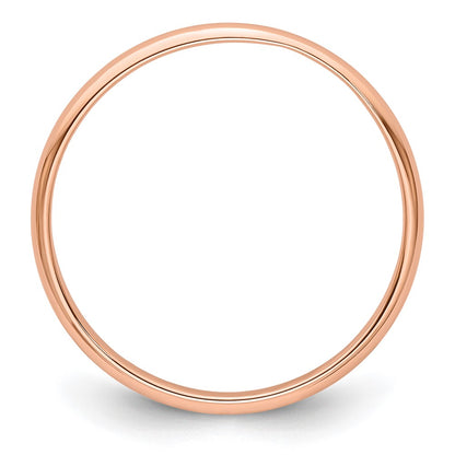 14k Rose Gold 2mm Lightweight Half Round Wedding Band Size 8.5
