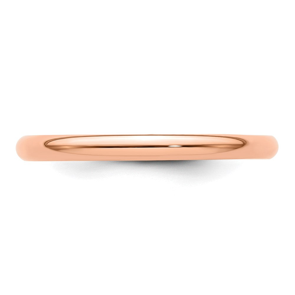 14k Rose Gold 2mm Lightweight Half Round Wedding Band Size 8