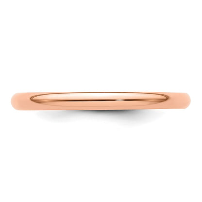14k Rose Gold 2mm Lightweight Half Round Wedding Band Size 5