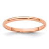 14k Rose Gold 2mm Lightweight Half Round Wedding Band Size 7