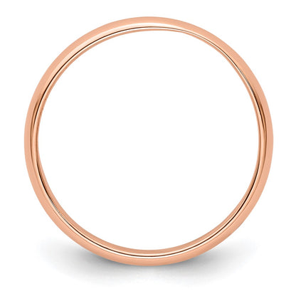 14k Rose Gold 3mm Lightweight Half Round Wedding Band Size 5