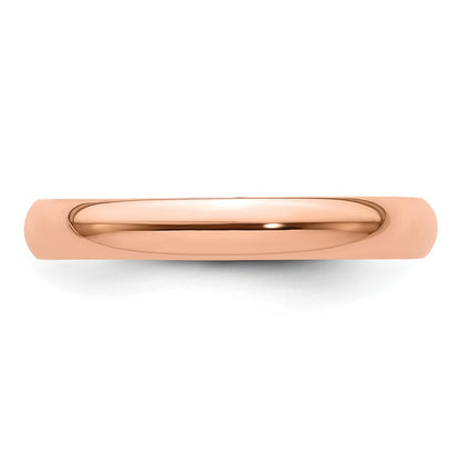 14k Rose Gold 3mm Lightweight Half Round Wedding Band Size 11