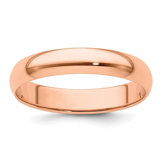 14k Rose Gold 4mm Lightweight Half Round Wedding Band Size 8.5