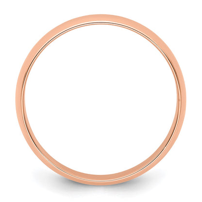 14k Rose Gold 5mm Lightweight Half Round Wedding Band Size 6.5